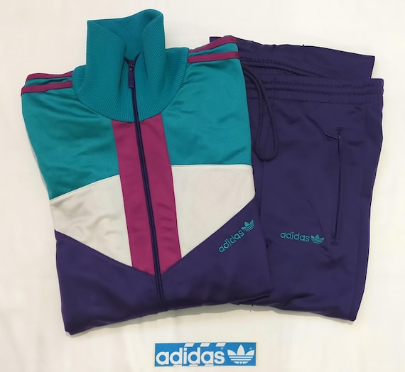 古着 90s adidas 【yiii】 Vintage 90s Adidas Tracksuit D5 F174 Medium Polyester Set Purple