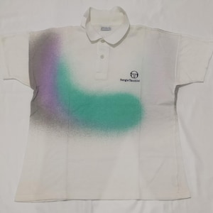 Vintage 90s Sergio Tacchini T-shirt Polo White Cotton Tennis Medium Made in Italy