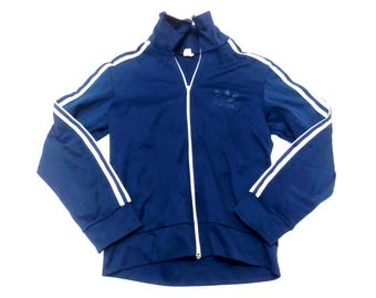 Vintage 80s Adidas Track Jacket Blue D4 F171 XS Polyester