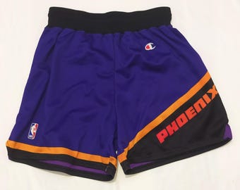 Vintage 90s Phoenix Suns NBA Shorts Champion Charles Barkley Large Polyester