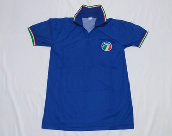 Vintage 80s Italia Italy Diadora Football Soccer Jersey Tshirt Trikot Maillot World Cup Shirt