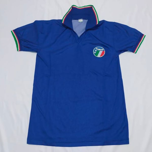 Vintage 80s Italia Italy Diadora Football Soccer Jersey Tshirt Trikot Maillot World Cup Shirt