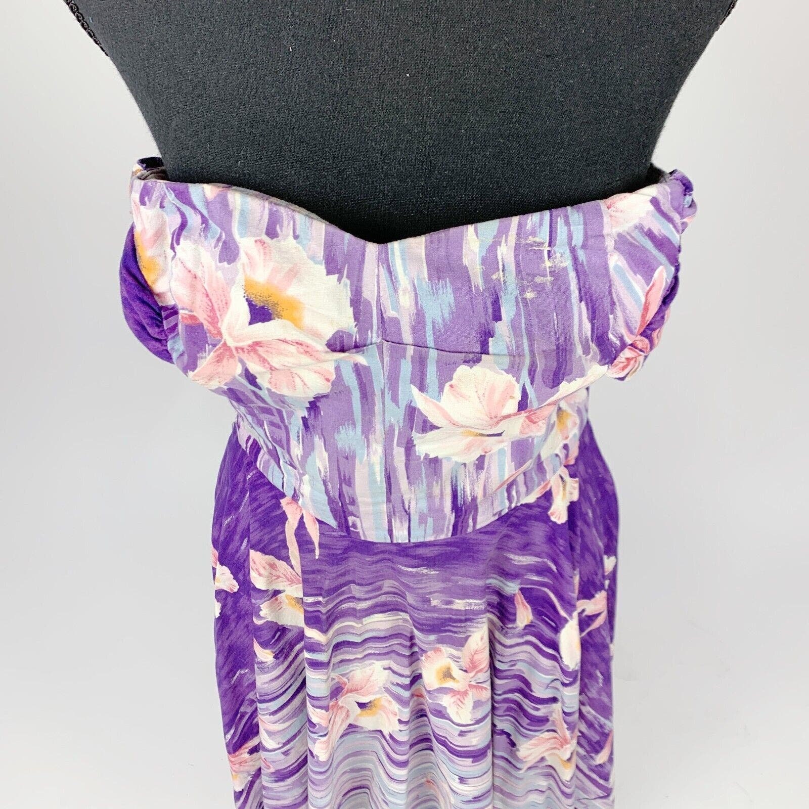 Vintage 1950s Kona Kai Made in Hawaii for Sears Purple Floral Halter