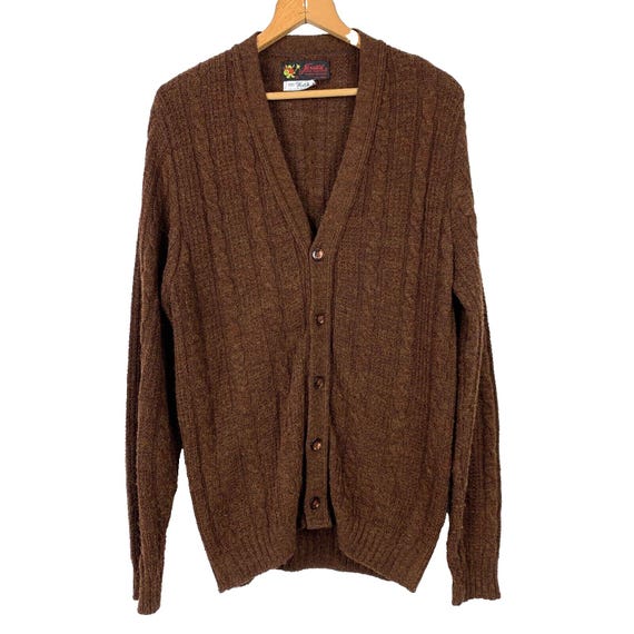 Vintage 60s Jersild Wintuk Brown Cable Knit V-neck Cardigan Kurt 