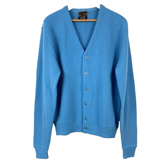 Vintage 60s Towncraft Penneys Blue V-neck Cardigan Kurt Cobain 