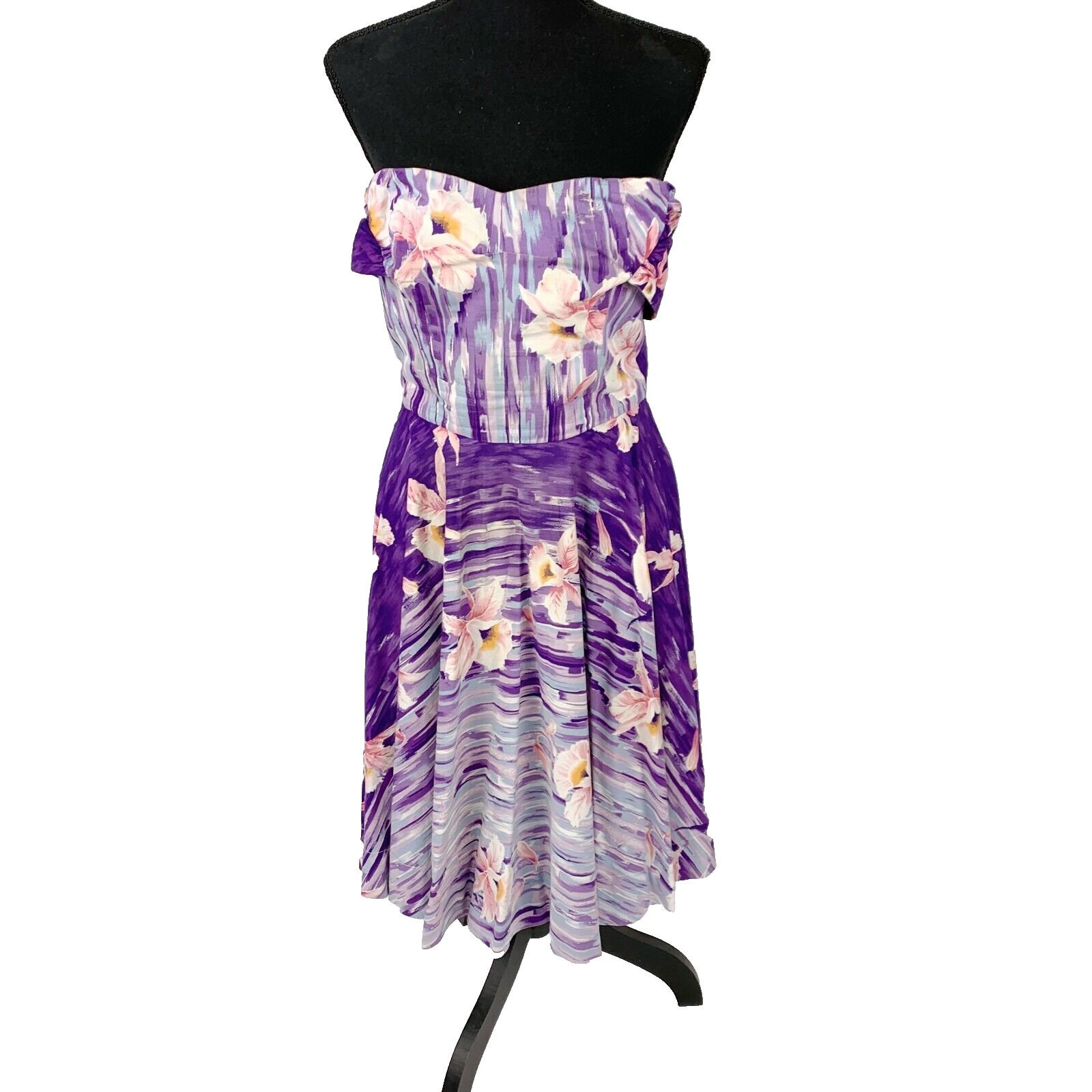 Vintage 1950s Kona Kai Made in Hawaii for Sears Purple Floral Halter