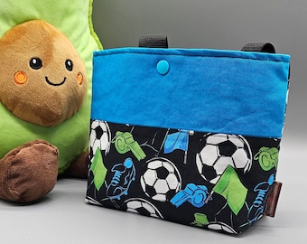 LENKERTASCHE "Fussball" personalisierbar, verstellbar, wasserfest FAHRRADTASCHE KINDERTASCHE  Laufrad Dreirad Fahrrad Roller  Hochstuhl