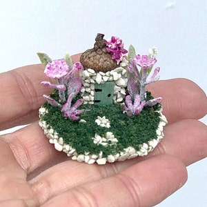 Dollhouse fairy garden, 1/12 scale tiny fairy garden, miniature dollhouse furniture, tiny fairy door, mini fairy garden, miniature flowers
