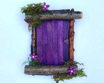 Purple fairy door, fairy garden door, Fairy garden accessories, fairy door, fairy decor, fairy door for wall, Gardening gifts, moss