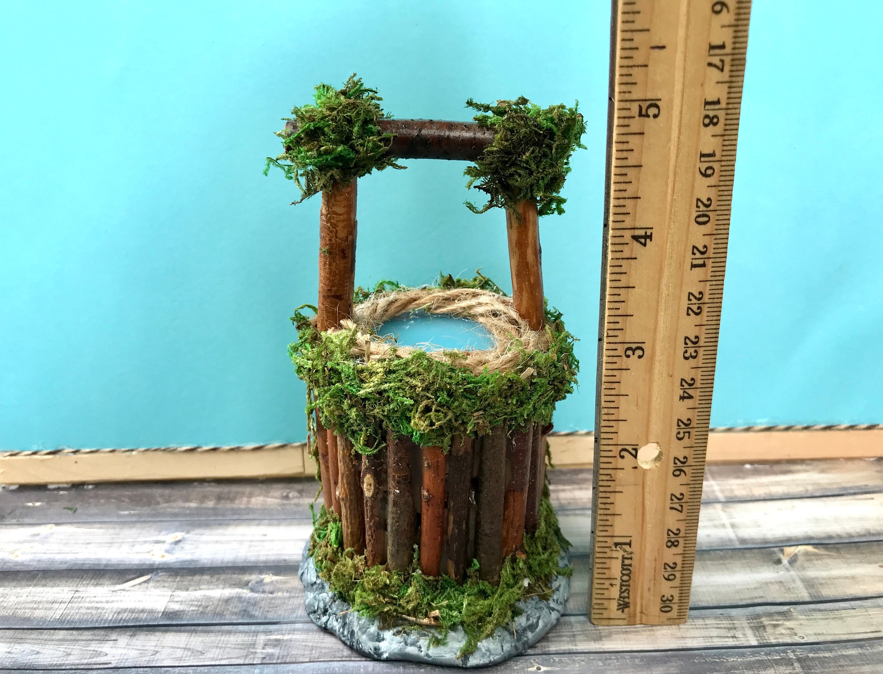 Handmade Fairy Garden Wishing Well: Upcycled Moss & Stick Decor - Etsy