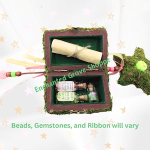 Fairy Wand & Trinket Box Gift Set: Moss, Gemstones, Pixie Dust