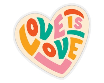Love is Love Sticker, LGBTQIA Sticker, Gay Pride Sticker, Heart Sticker