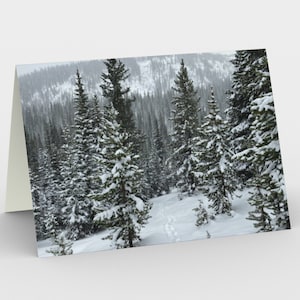 Ensemble de 3 cartes de randonnée en montagne enneigée, carte d'hiver, carte toutes occasions, carte d'aventure, empreintes enneigées, carte Get Outside, Desk Art