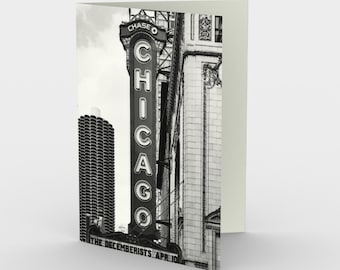 Chicago Theater Photo Card, Chicago Black & White Photo, Every Day Card, Photo Card, Photo for Desk, Travel Card, Time to Travel Card,