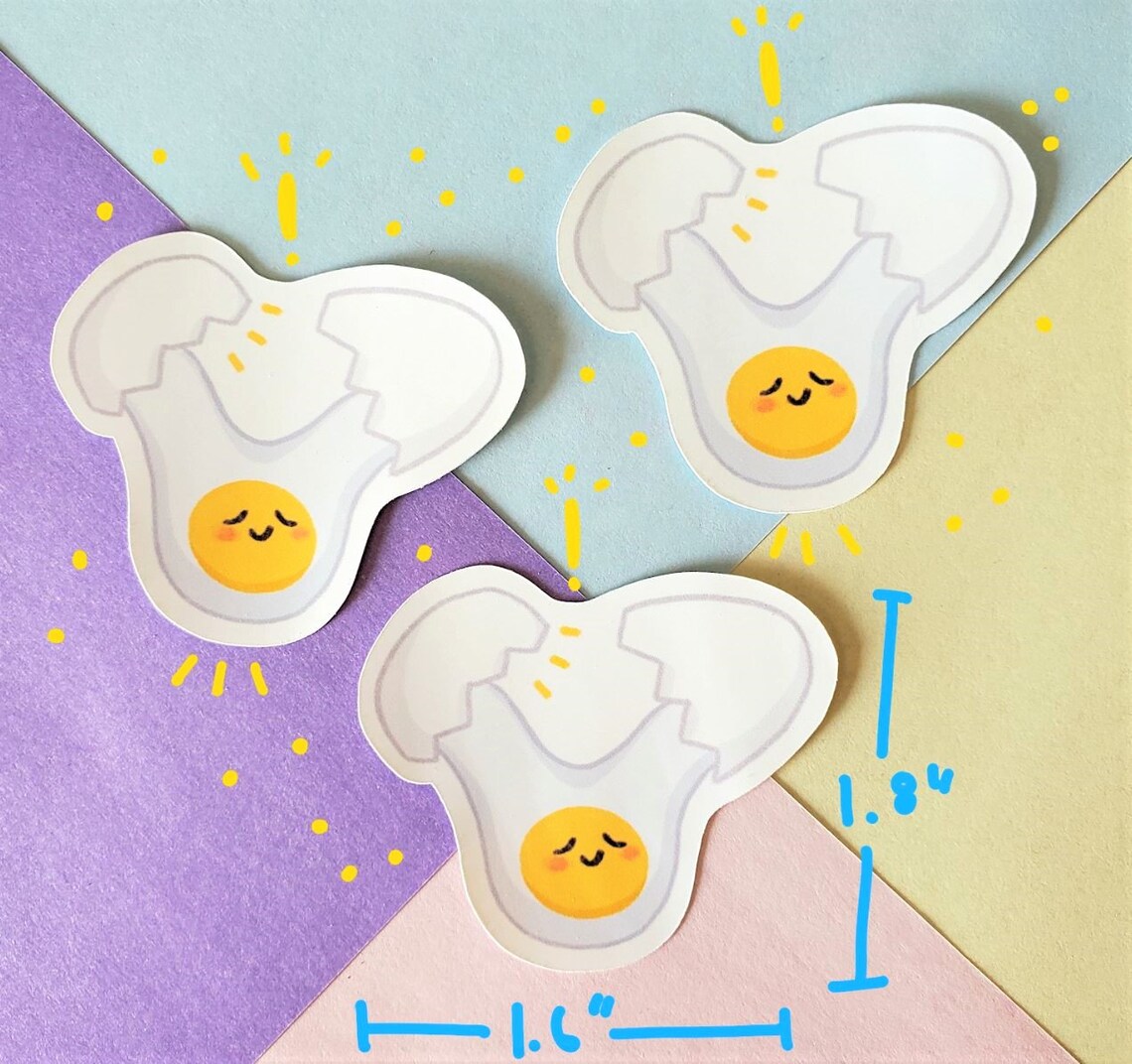 Cute Egg Sticker Set Waterproof Stickers Sunny Side Up | Etsy