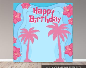 Fondo de cumpleaños hawaiano - Pancarta para fiesta tropical (archivo digital)