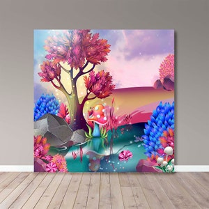Tło Enchanted Forest - Plik cyfrowy - Impreza dla dzieci - Impreza - Baner imprezowy - Do druku - Fantazja