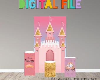 Princess Castle Backdrop - Kids Party Decor (Digital File)