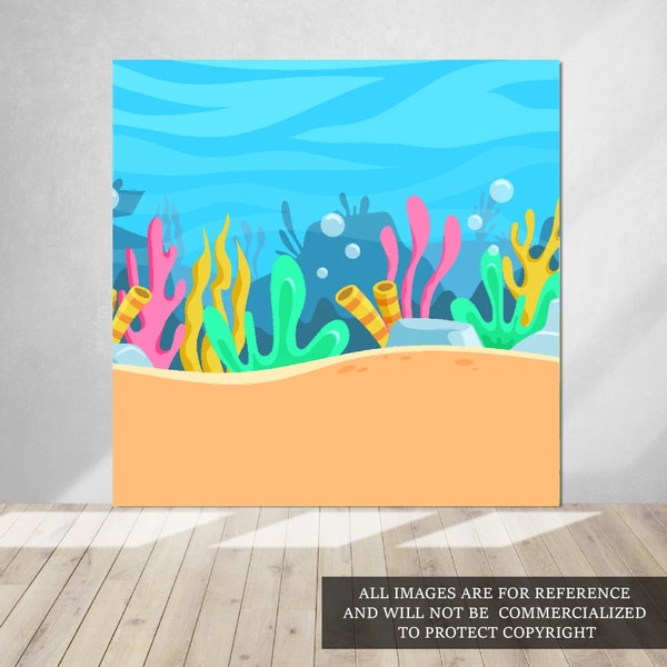 Ocean Backdrop -  Digital File -Teen Party - Kid Party - Party - Party Banner - Printable - Fantasy - Shark