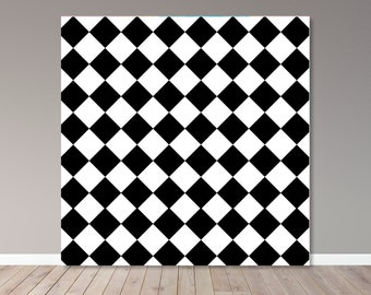 Toile de fond à carreaux noir et blanc - bannière de fête (fichier numérique)