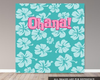 Hawaiian Ohana-feestachtergrond – bloemenbanner (digitaal bestand)