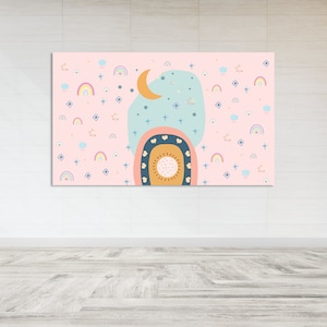 Boho Rainbow Tło Plik Cyfrowy - Impreza dla dzieci - Impreza - Baner na imprezę - Boho Rainbow - Do Wydruku