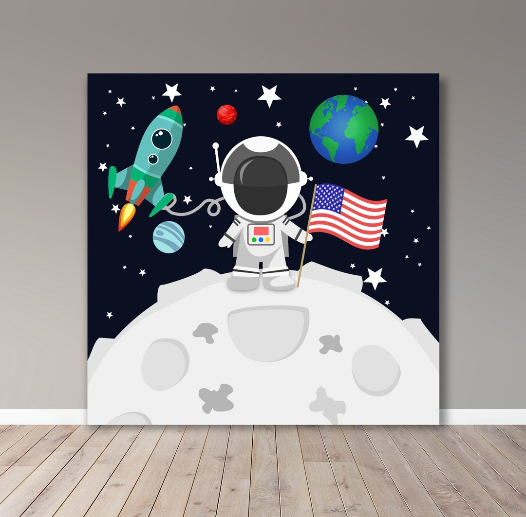 Astronaut Birthday Party Backdrop – Space Theme Banner (digital File ...
