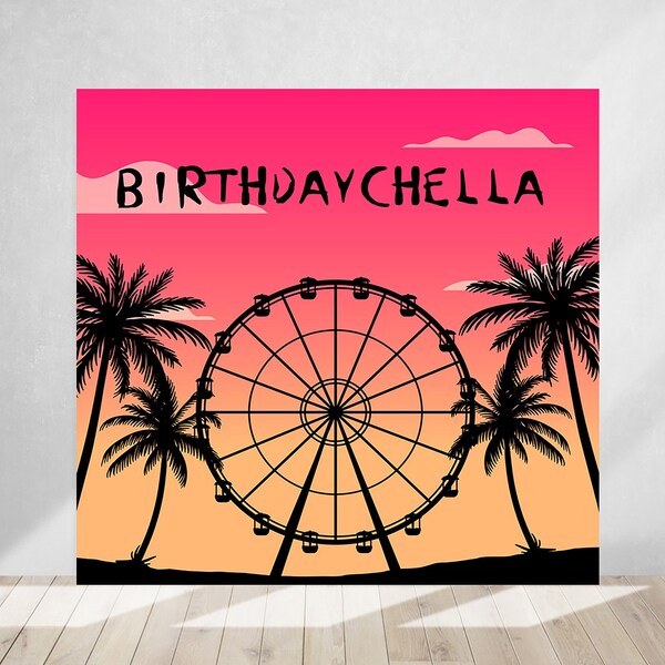 Coachella Backdrop -  Digital File - Party - Girl Party - Party Banner - Printable - Banner 0004