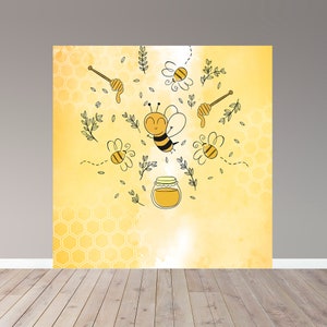 Bee & Honey Backdrop - Digital File - Kid Party- Party Banner - Printable