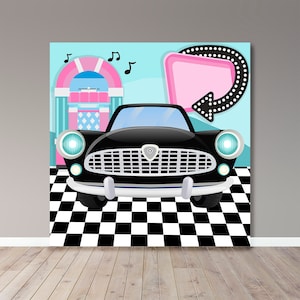 50&#39;s Party Backdrop Digital File - Adult Party - Party - Party Banner - Retro - Printable -
