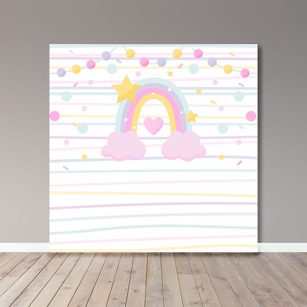 Rainbow Backdrop - Archivo Digital - Kid Party - Colores Pastel - Party - Girl Party - Party Banner - Imprimible - Banner 00240