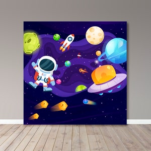 Astronauta - Archivo digital - Telón de fondo digital - Kid Party- Boy Party- Party Banner - Imprimible