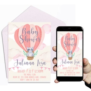 Baby Shower - Dziewczynka - Cyfrowe lub drukowane - Elektroniczne zaproszenie na telefon komórkowy - Szablon - Cyfrowe dokumenty - Plik zaproszenia