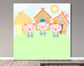 Toile de fond Little Pigs - Fichier numérique - Kid Party- Party Banner - Imprimable