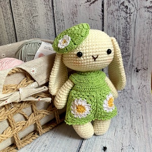 Patrón de conejito de crochet margarita. Archivo PDF de patrón Amigurumi. Descarga instantánea