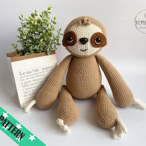 Jimmy The Sloth Crochet Pattern. Amigurumi Pattern PDF File. Instant Download