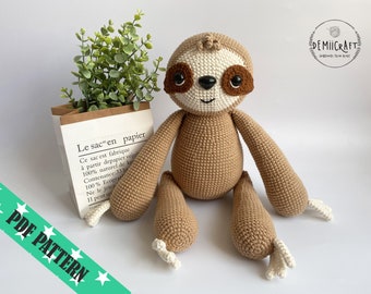 Jimmy The Sloth Crochet Pattern. Amigurumi Pattern PDF File. Instant Download