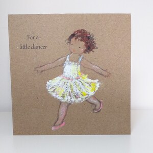 Little Dancer kaart, individueel handgetekende pastelkaart, Verjaardagskaart, Ballet, Dans, Pastel, one of a kind