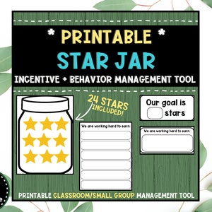 PRINTABLE Star Jar Incentive Chart and Behavior Classroom Management Tool