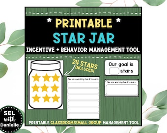 PRINTABLE Star Jar Incentive Chart and Behavior Classroom Management Tool