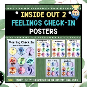 Plakat Inside Out 2 Themed Feelings Check-In - Wystrój klasy