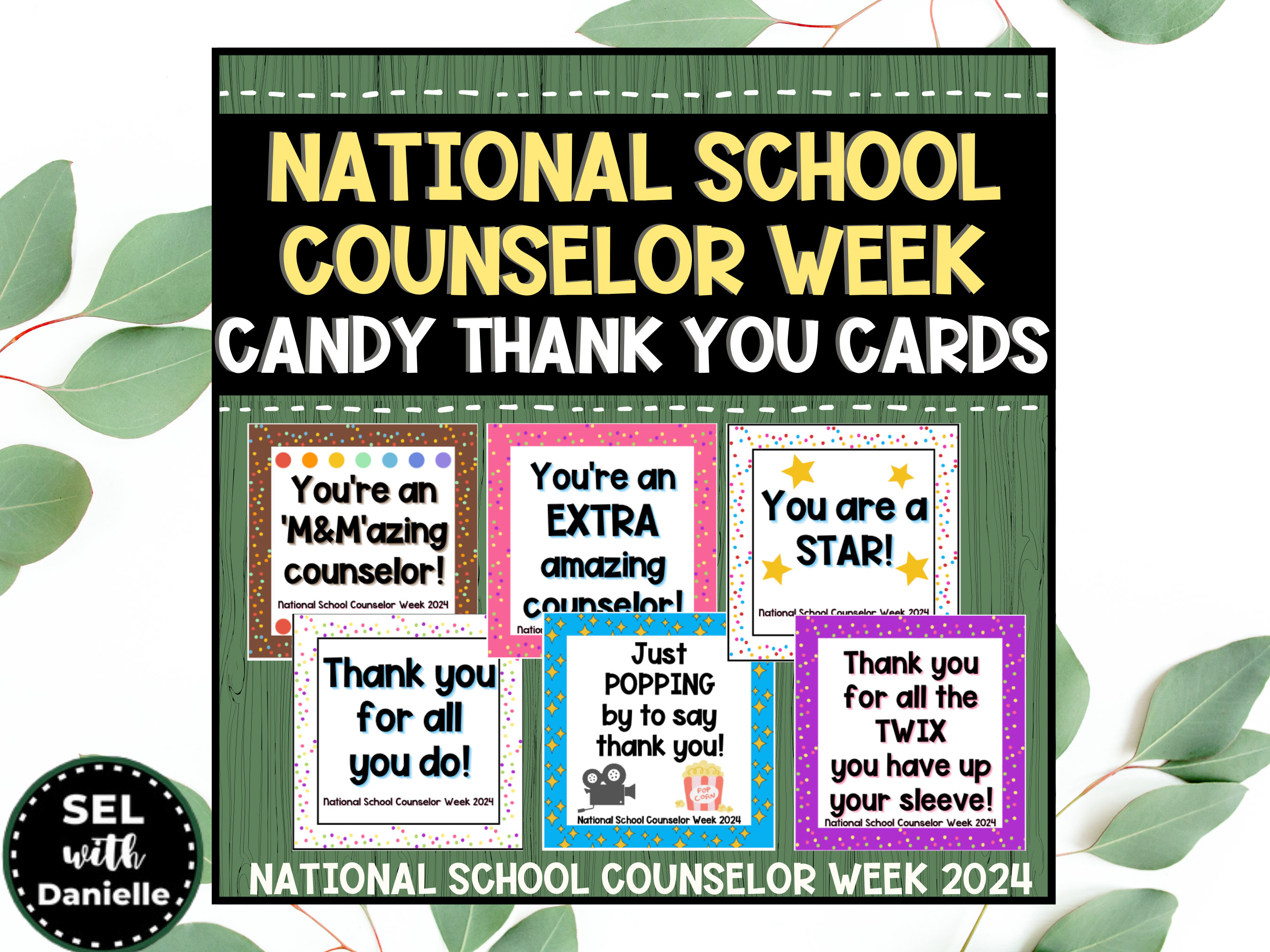 National School Counselor Week 2024 Candy Themed Thank You Cards NSCW