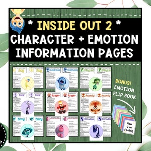 Character + Emotion Information Page - "Inside Out 2" PLUS BONUS Character Flip Book