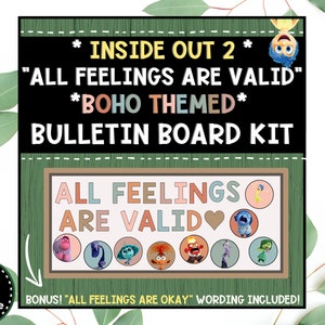 All Feelings Are Valid Boho Themed - Inside Out 2 Bulletin Board Kit