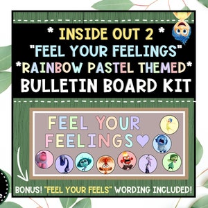 Bulletin Board &quot;Feel Your Feelings&quot; Rainbow Pastel Themed - Inside Out 2