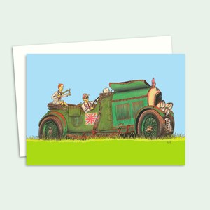 Vintage Sportwagen Grußkarte - Nostalgie Geburtstagskarte - Handgezeichnete Illustration zum Vatertag oder Papa zum Geburtstag