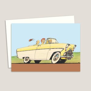 Grappige wenskaart met illustratie uit het midden van de eeuw nostalgie - geschikt voor elke gelegenheid - Oldtimer Art Card - Vaderdagkaart