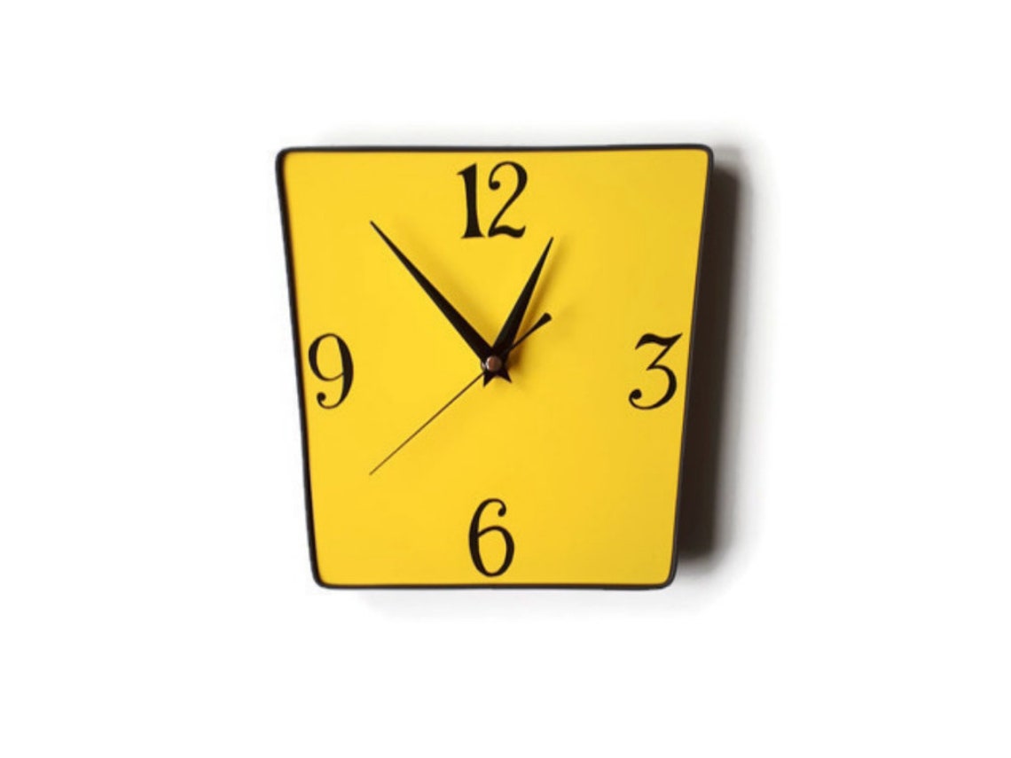 Yellow wall clock retro design colourful home clock unique Etsy
