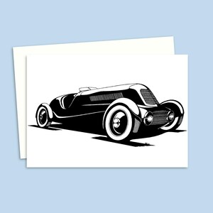 Vintage Car Birthday Card - Pen and ink Illustration - Perfect Greeting Card for Him - Blank Inside