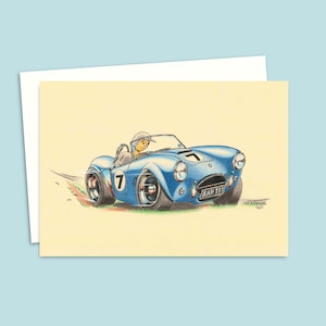Tarjeta de felicitación con diseño de auto deportivo. Tarjeta de cumpleaños perfecta para papá, hermano o amigo. Tarjeta ideal para el Día del Padre. Interior en blanco para un mensaje personal.
